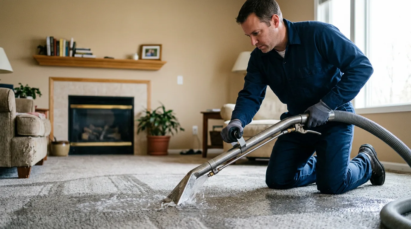 Water damage restoration technician working near Skowhegan, ME